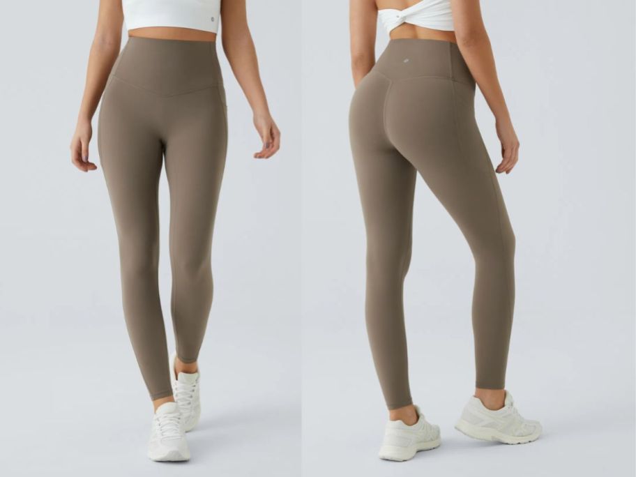 girl wearing Halara UltraSculpt High-Waisted Tummy Control Training Leggings w/ Pockets