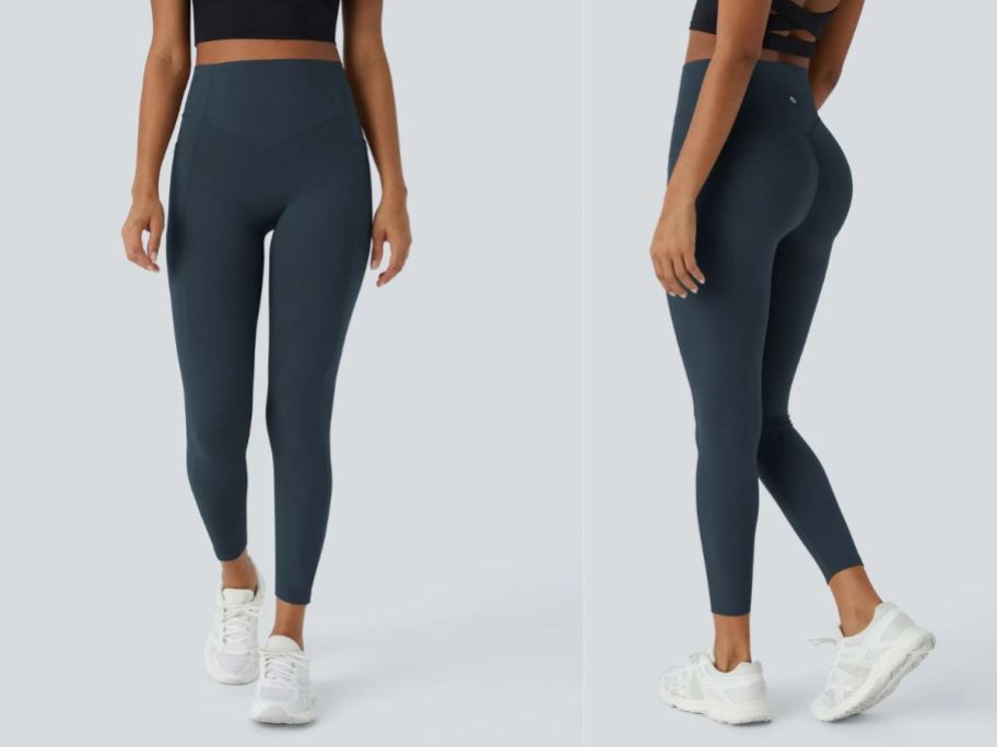 girl wearing Halara UltraSculpt High-Waisted Butt Lifting Tummy Control Training Leggings w/ Pockets