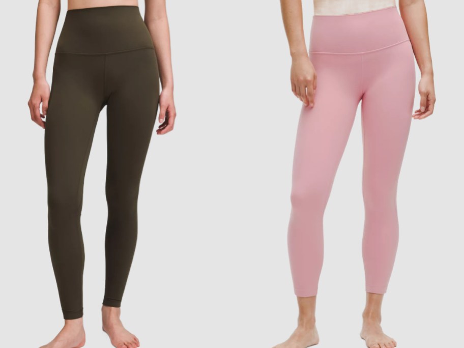 stock images of two women wearing lululemon align leggings