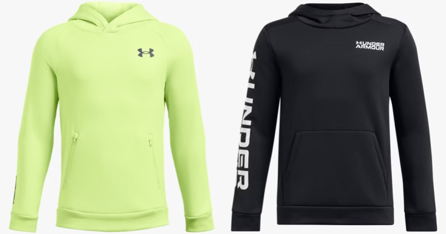 bright green and black under armour hoodies