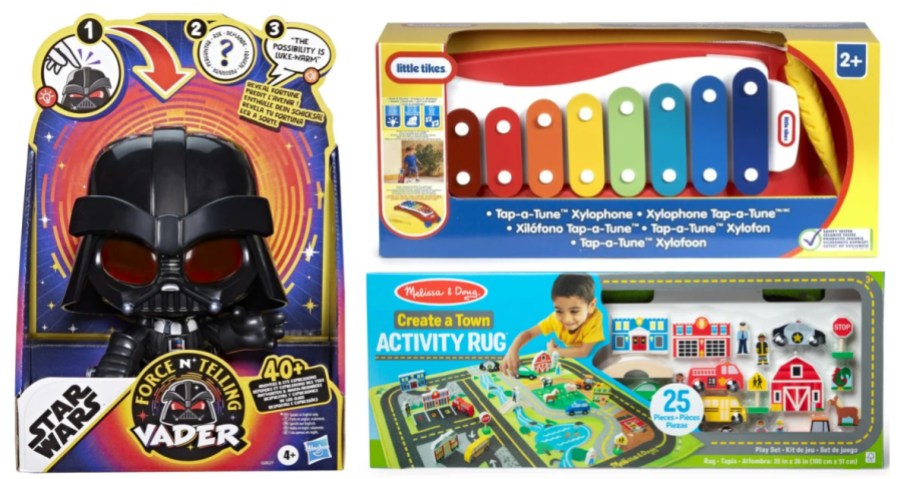 Star Wars, little tikes, and Melissa and Doug toys