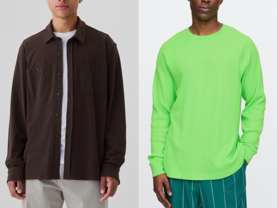 gap men's jersey and waffle knit long sleeve shirts