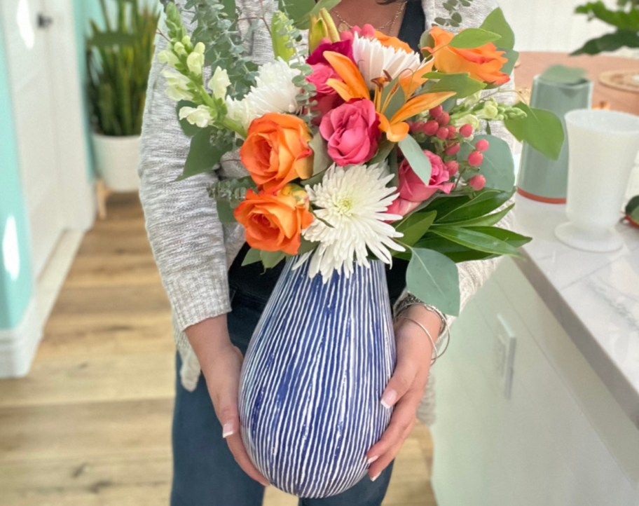 A grocery store flower bouquet