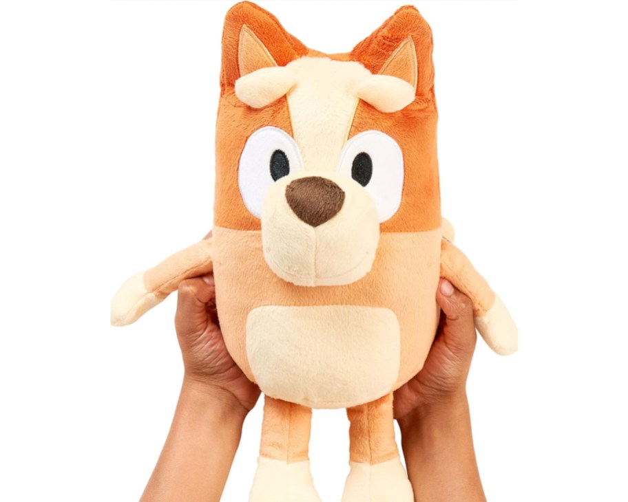 hands holding talking bingo plush