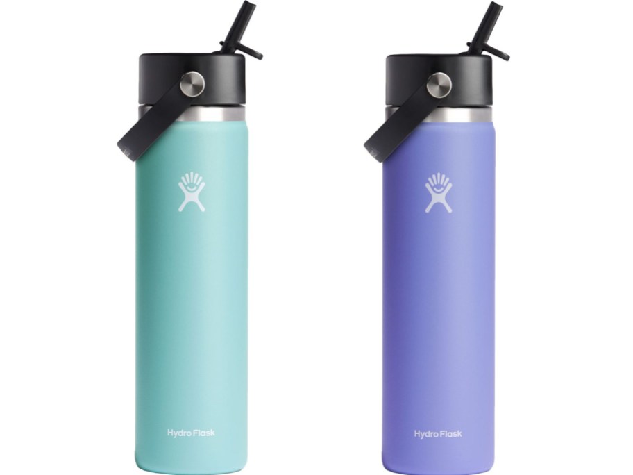 Hydro Flask Wide Mouth Bottle 24oz w_ Flex Straw Cap in blue and purple