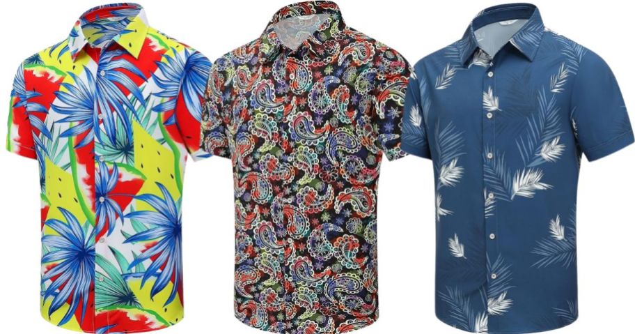 SheLucki Men's Hawaiian Shirt stock images