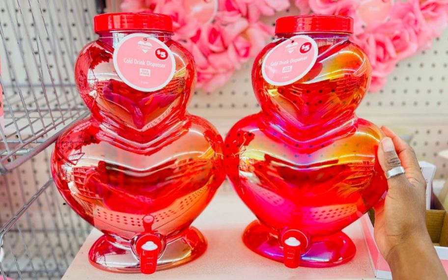 two hearts haped cold drink dispensers