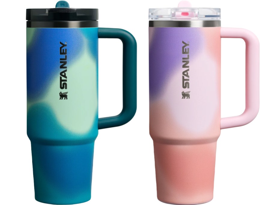 blue and pink stanley tumblers