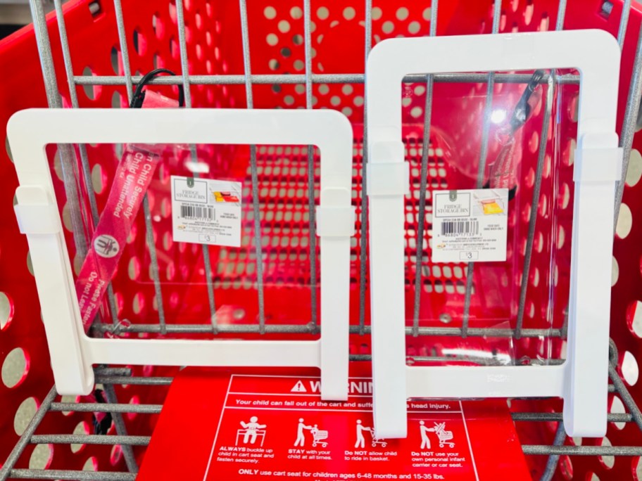 Fridge storage bins in shopping cart