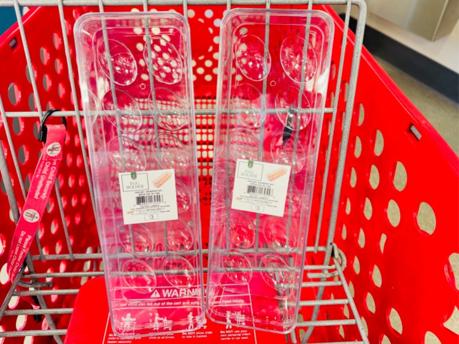 Egg holders inside of target shopping cart