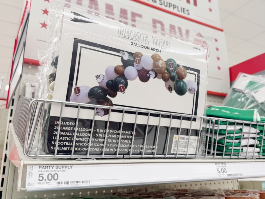 balloon arch on shelf