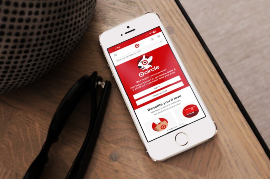 Target Circle website shown on iphone