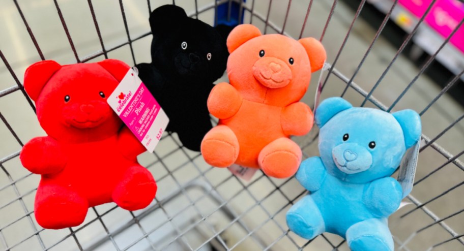 Jelly bear displayed on the walmart shopping cart