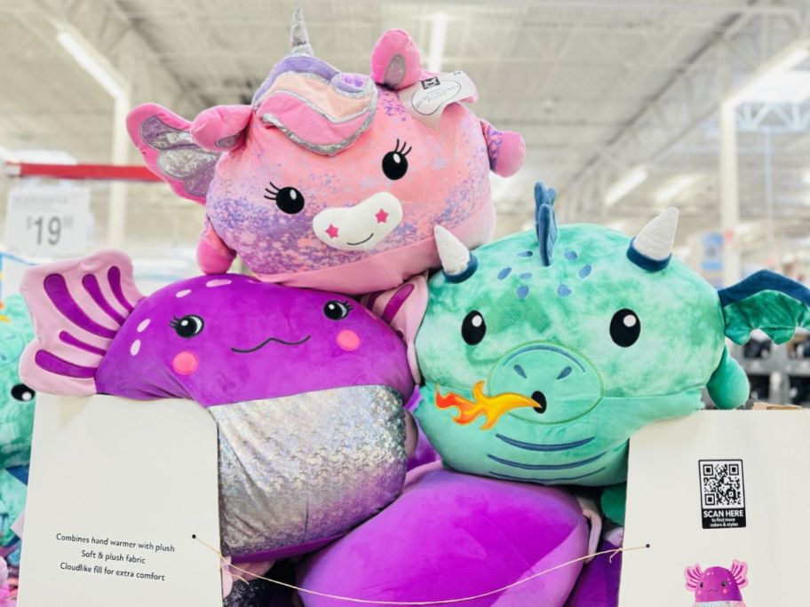 pocket plush friends in a bin in a sams club