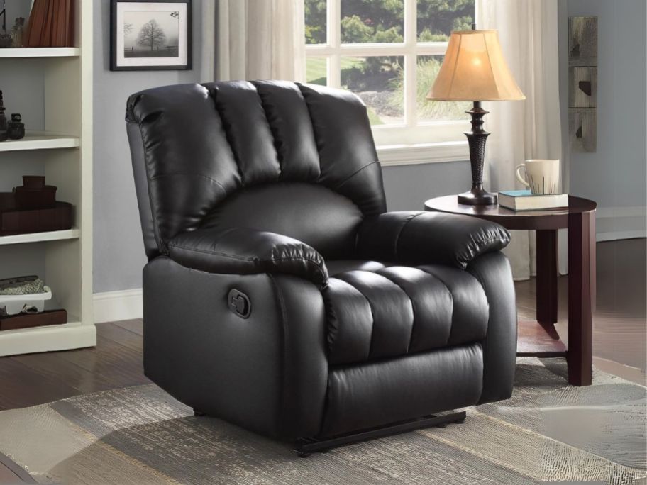 Mainstays Small Space Recliner w/ Pocketed Comfort Coils in living room