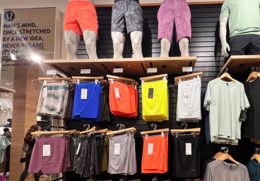 lululemon mens shorts display