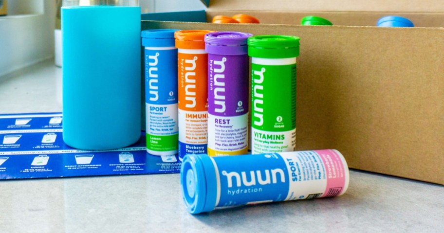 nuun electrolyte tablets many varieties near box