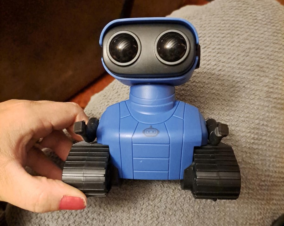 person holding robot toy