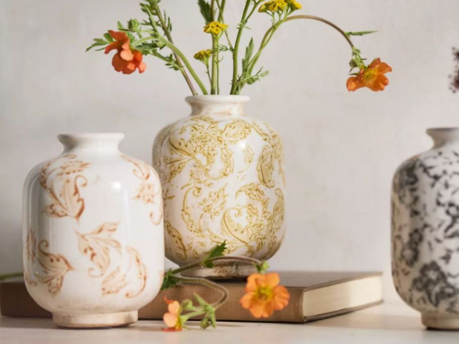 Anthropologie Distressed Patterned Vase