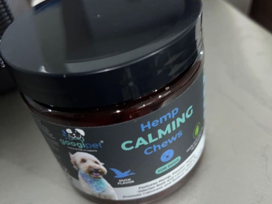 A jar of Gooipet Calming Hemp Chews