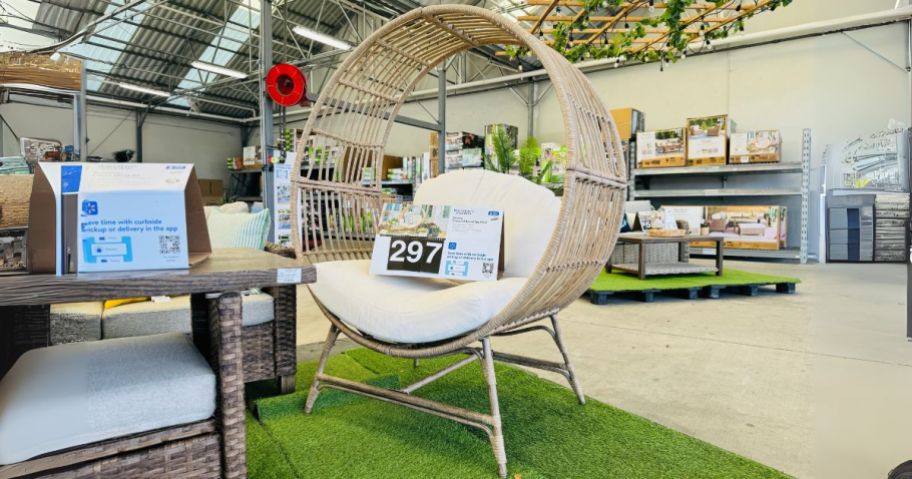 egg chair on display in store