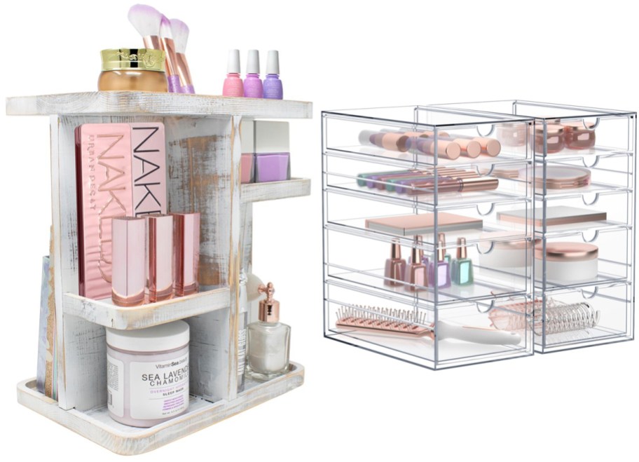 Sorbus 360 Makeup Organizer and Sorbus 2-pack Makeup Organizers with 10 Drawers