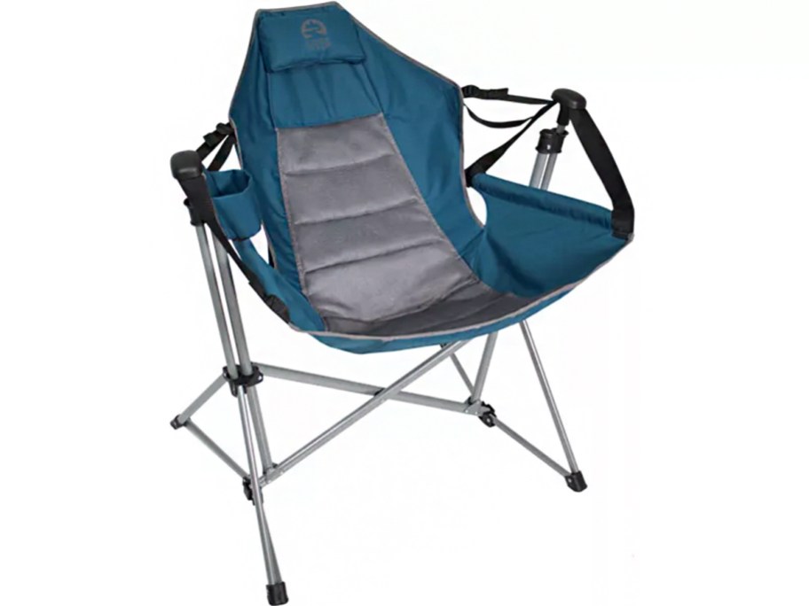 blue and gray swing lounge chair 