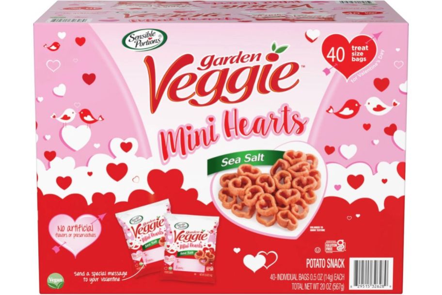 a box of veggie hearts potato snacks