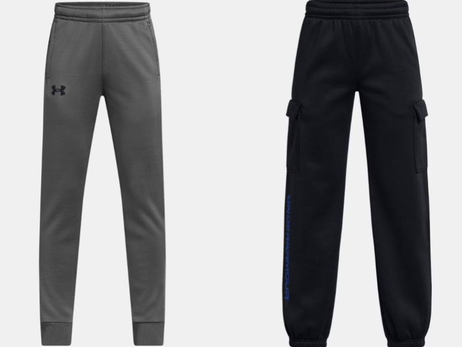 Stock images of two Under Armour boys fleece pants