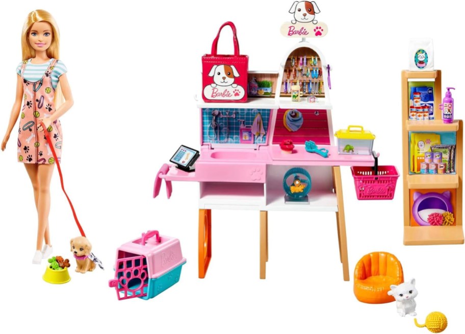 barbie with pet accessories