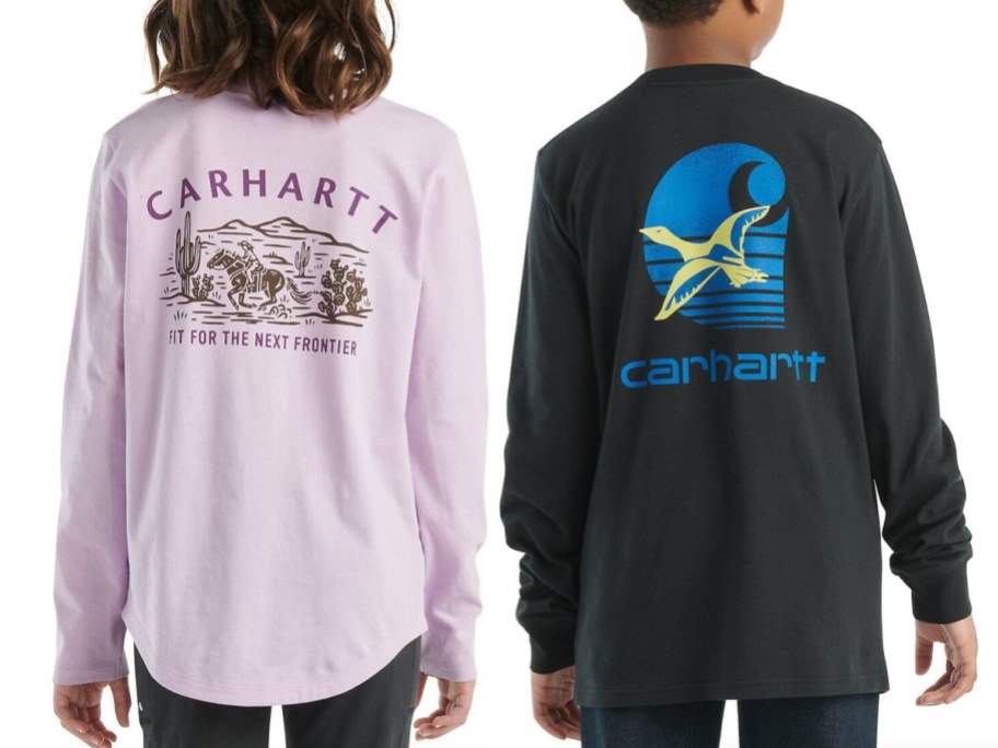 back of boys and girls carhartt shirts