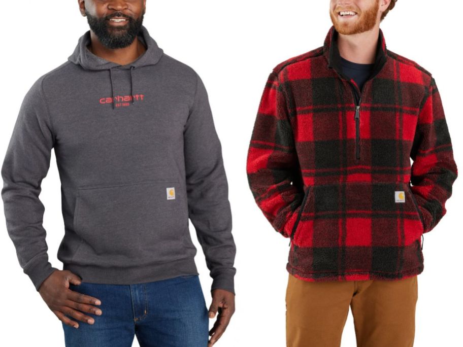 Stock images of two men wearing Carhartt clothing