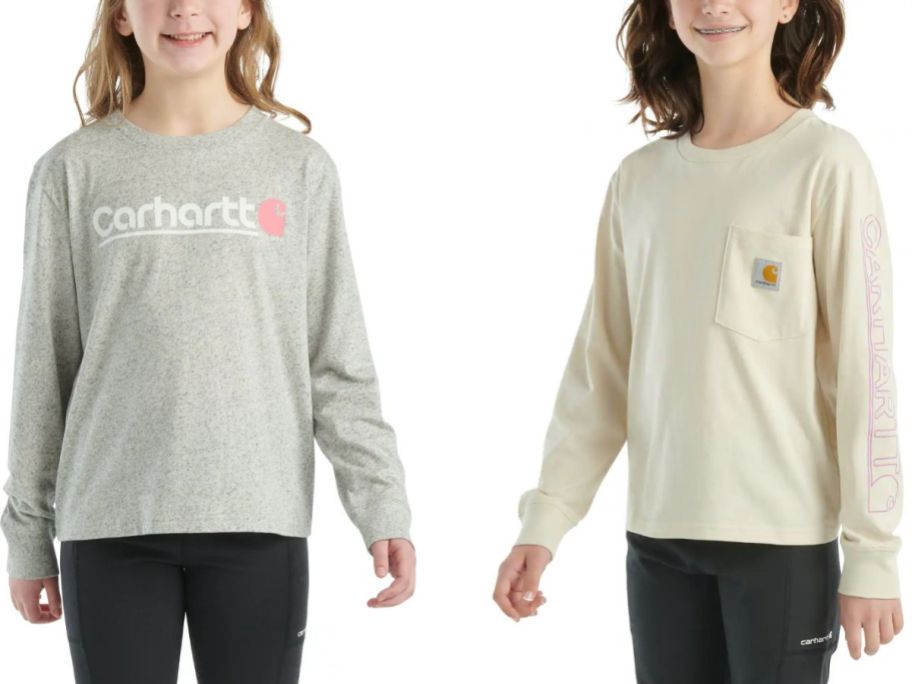 Stock images of two girls wearing Carhartt tees