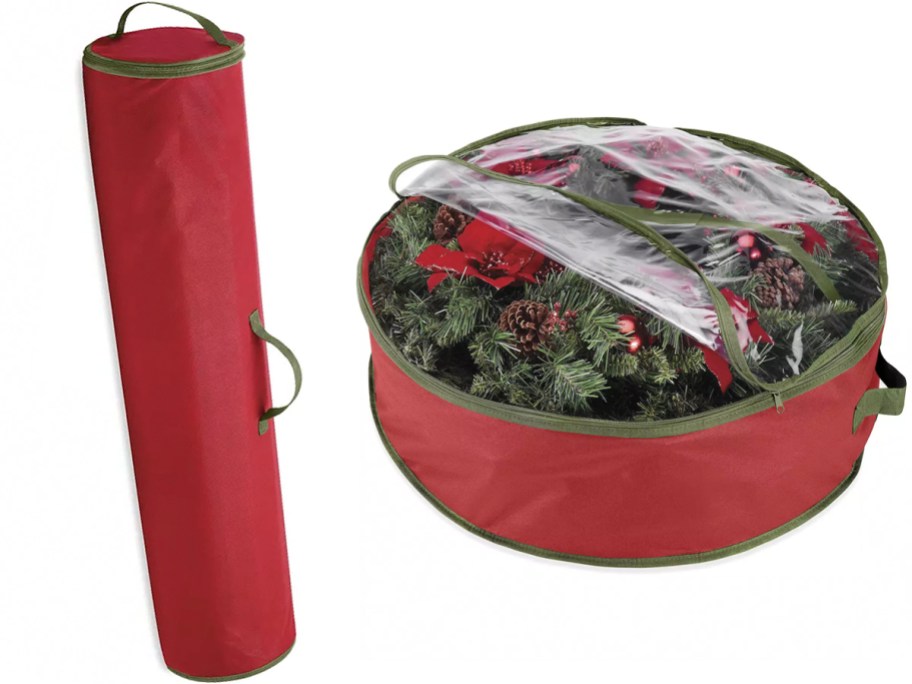 gift wrap and wreath christmas storage 