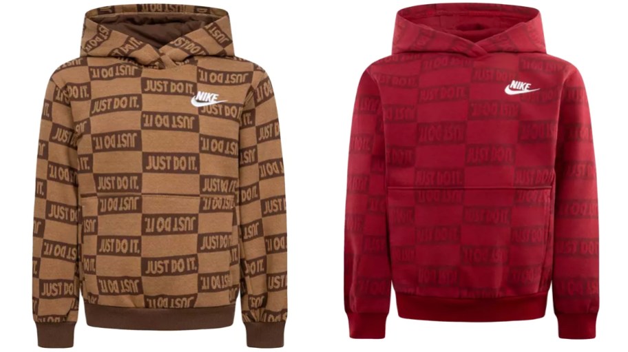 brown and red nike hoodies