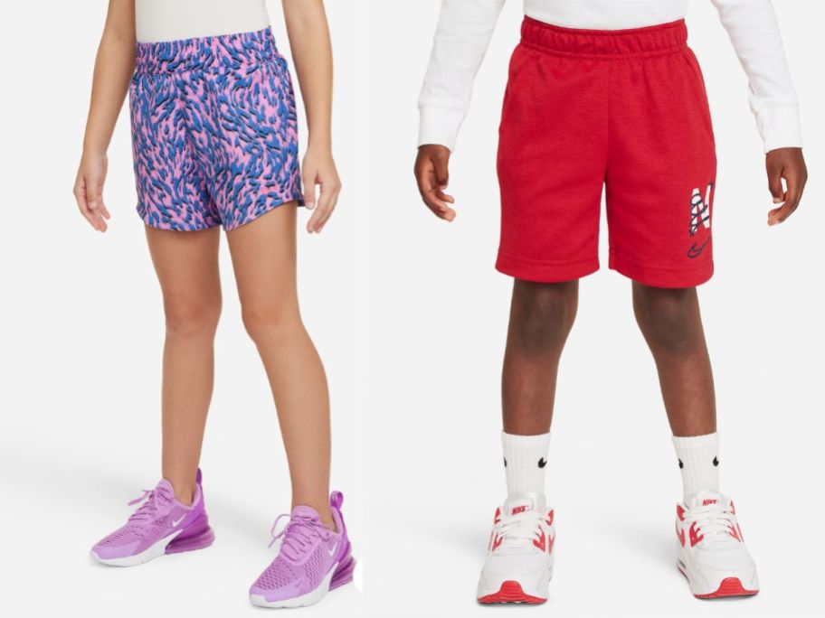 two kids wearing nike shorts