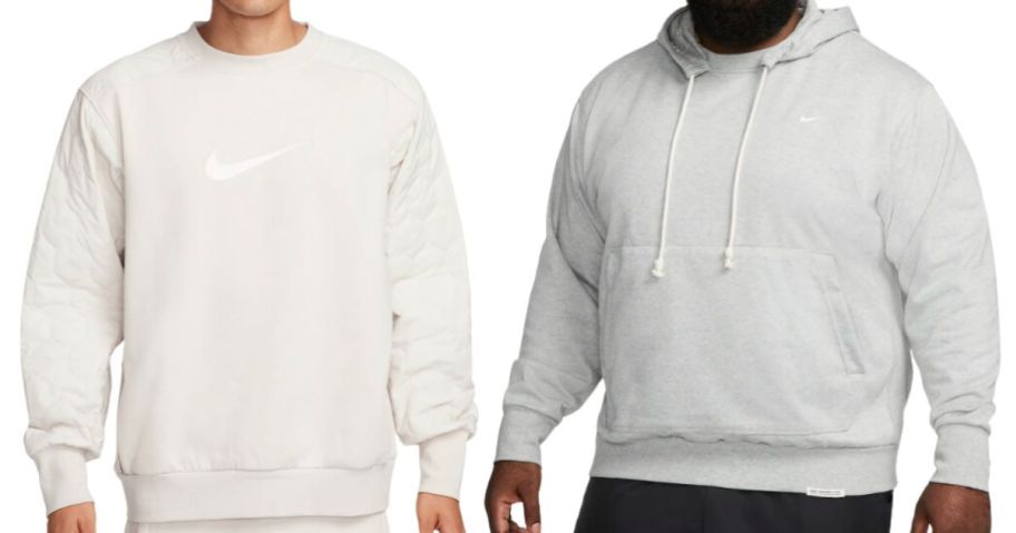 two men wearing nike sweatshirts