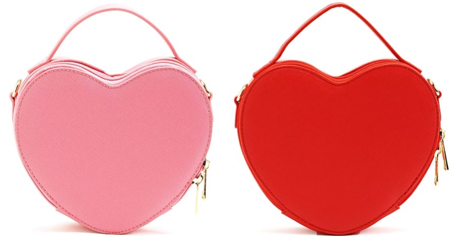 pink and red heart crossbody bags