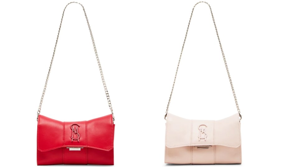 red and light pink crossbody bags