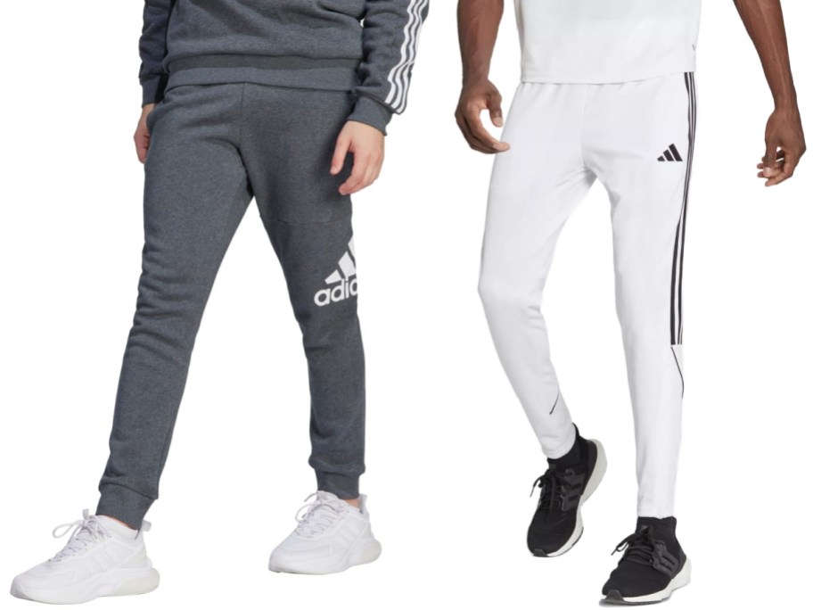 Adidas men joggers in gray and white