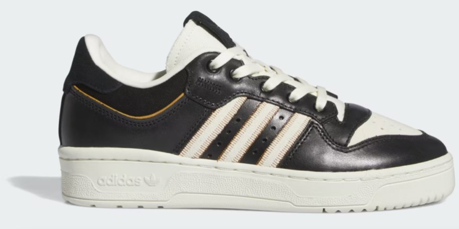 leather three stripe sneakers