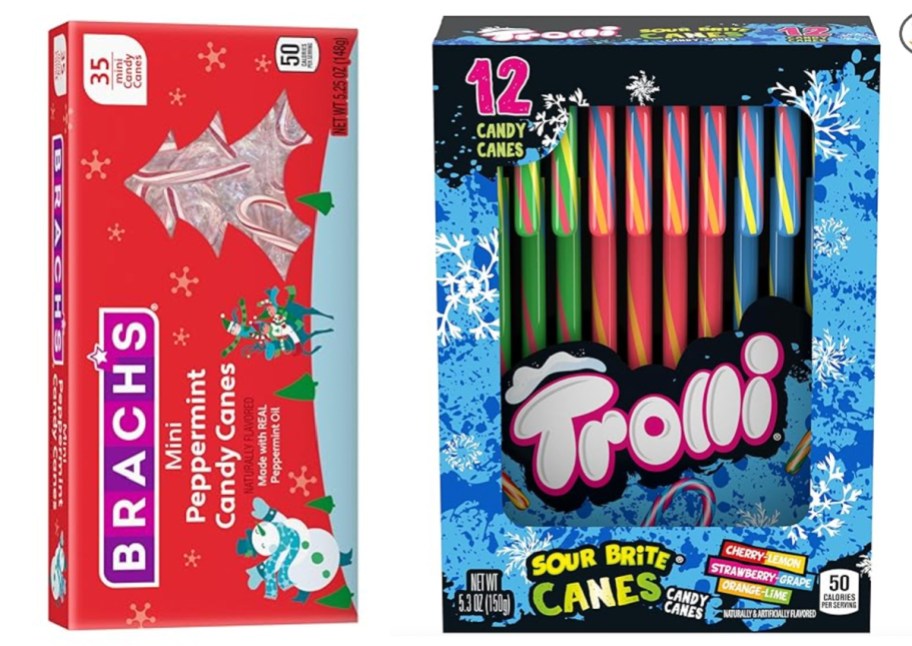 mini candy canes and trolli candy canes