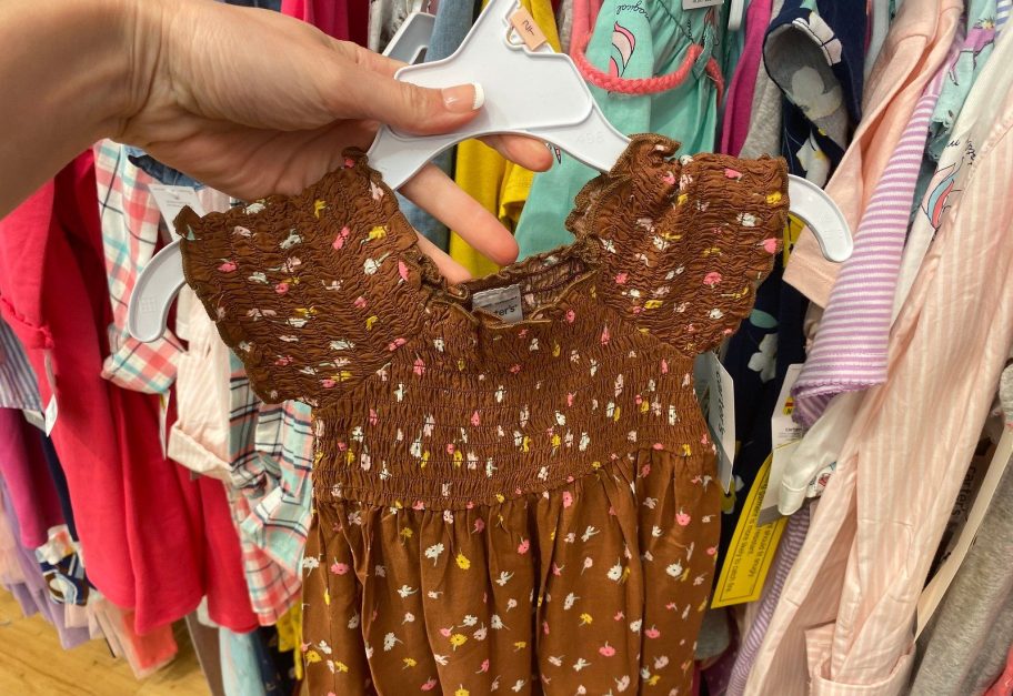 carters toddler dresses in store on hanger