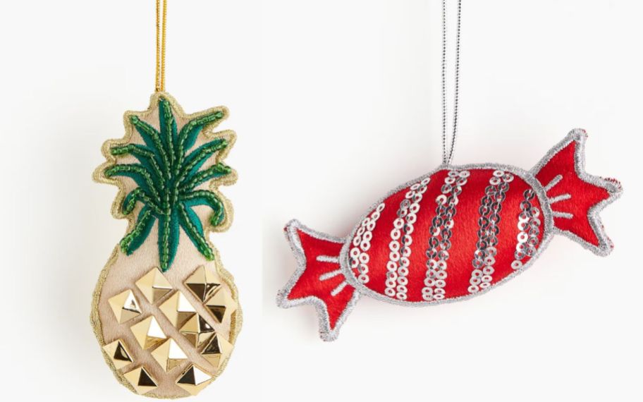 two h & M christmas ornaments stock images