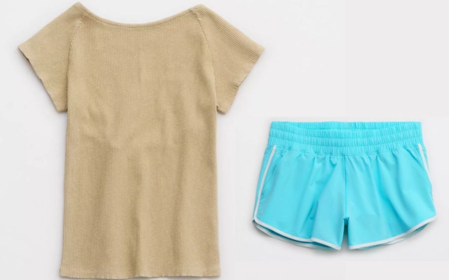 aerie tee shown with aqua shorts