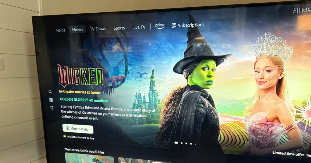 wicked movie on tv screen