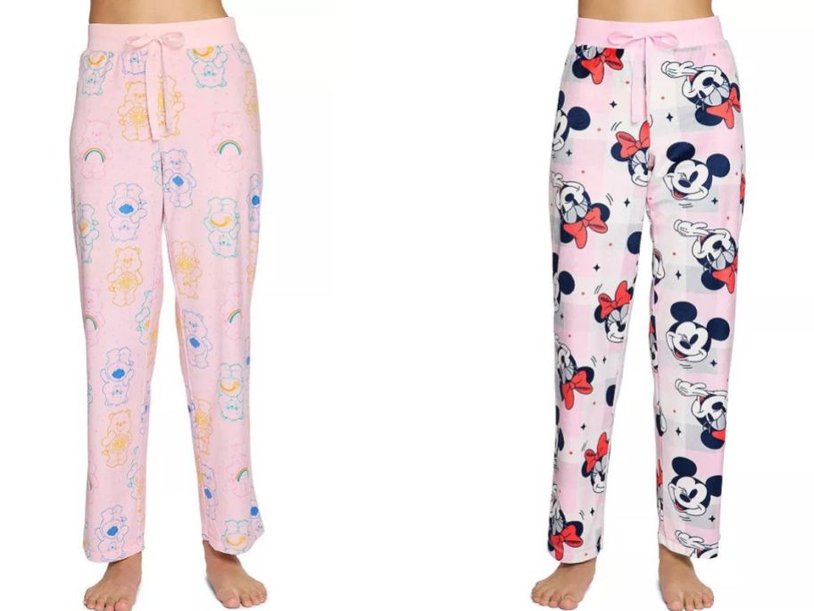 Stock images of women's care bears and mickey & minnie moust pajama pants