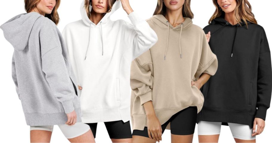 4 women wearing Anrabess Oversized Hoodies