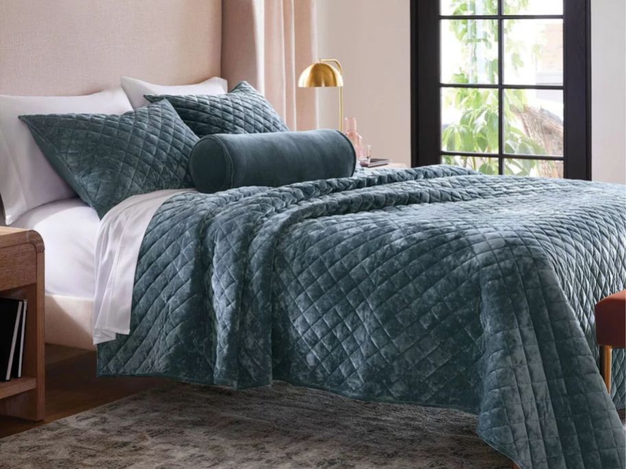 Threshold Luxe Diamond Stitch Velvet Quilt