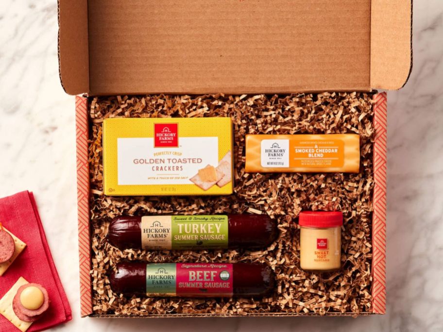 Hickory Farms meat and cheese gift box